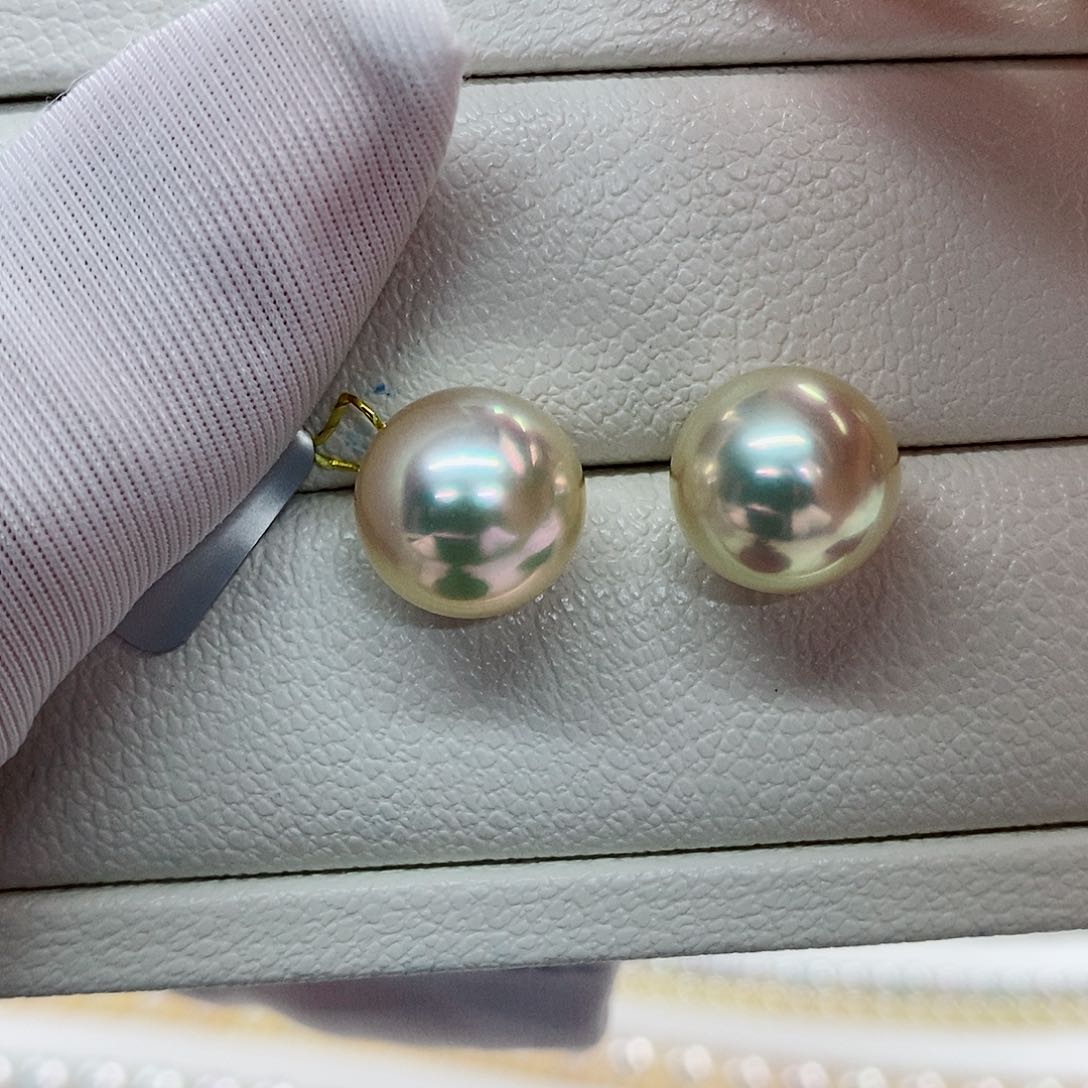 18K金镶嵌耳饰海水珍珠12-13
