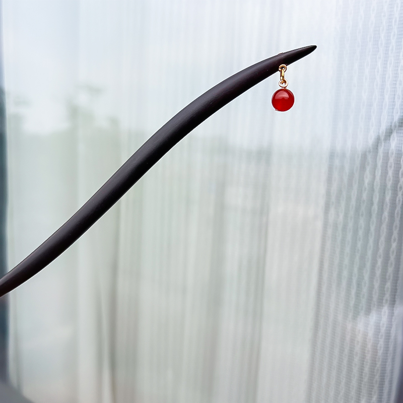 18/15cm国风黑檀木手工发簪百搭头饰古风新中式汉服旗袍高级盘发