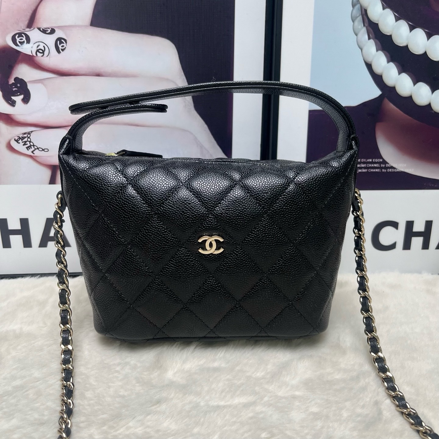 99新 Chanel/香奈儿 黑金饭盒包斜挎包