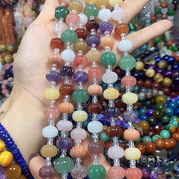 未镶嵌玛瑙/玉髓珠宝半成品多宝南瓜珠卡12mm