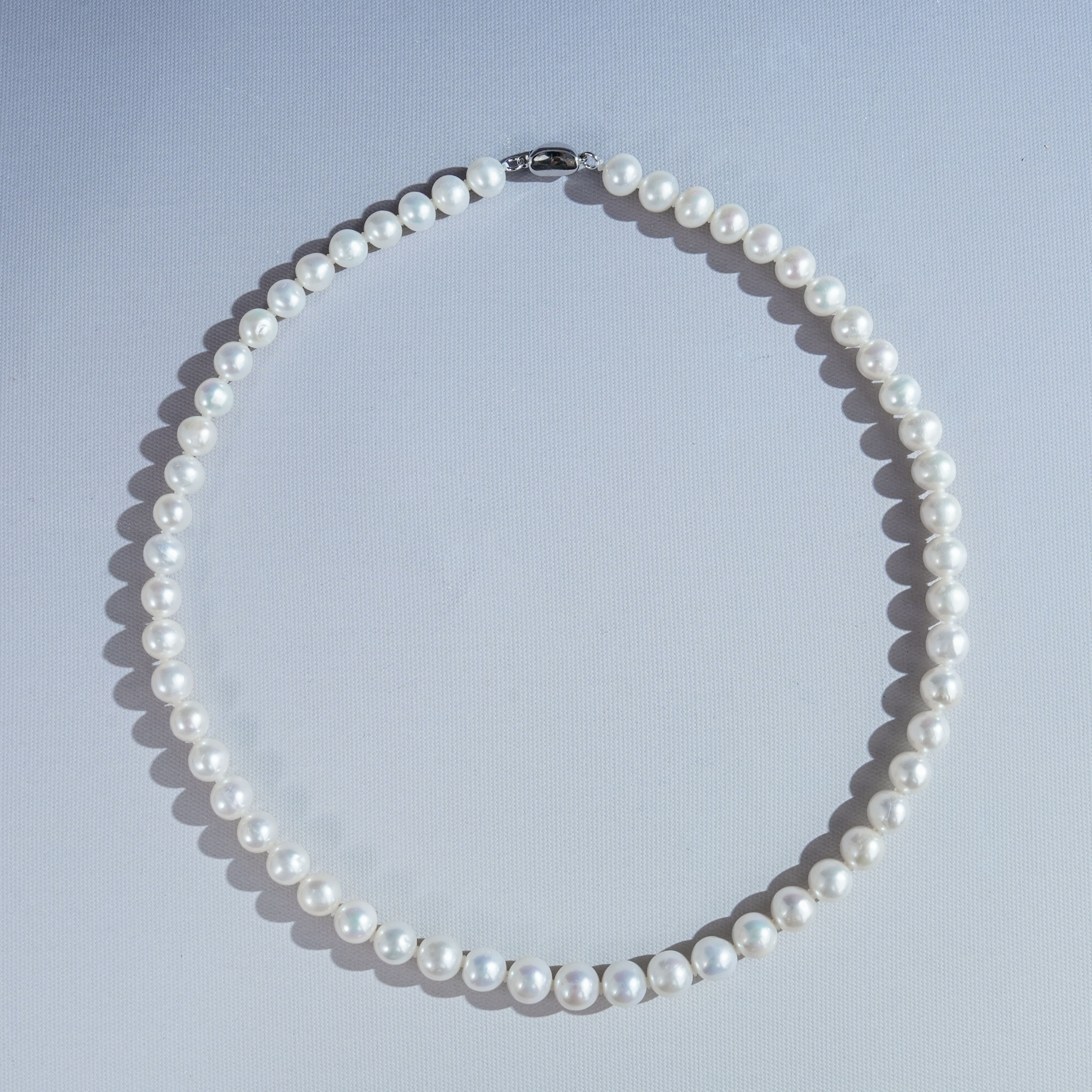 A328-2悦湘8-9mm S925银无核淡水珍珠项链45cm
