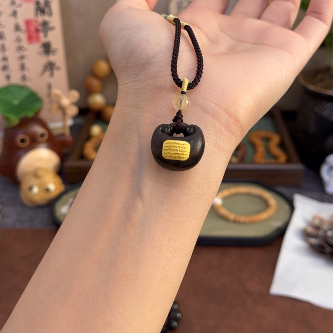 风车木（黑檀木）吊坠锁锁项链