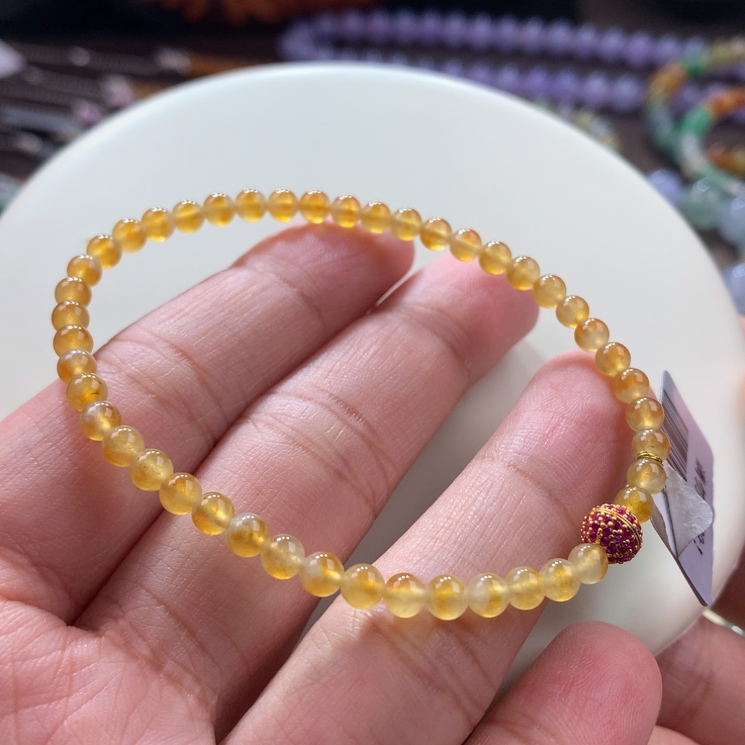 未镶嵌翡翠手链金灿灿亮色系金黄小米手链卡3.9➕