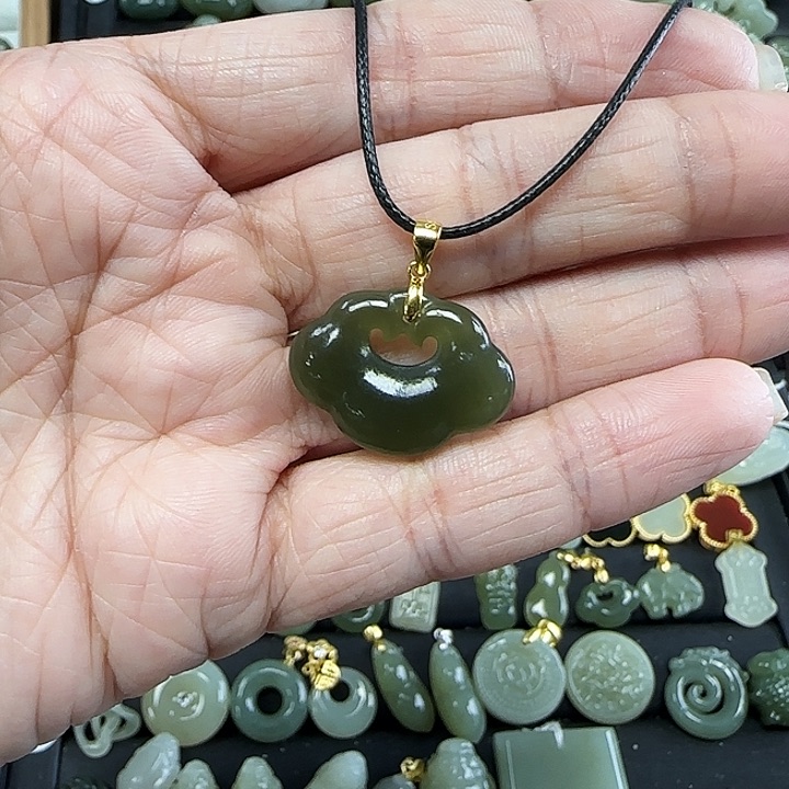 和田玉吊坠(不含链)银S925镶嵌