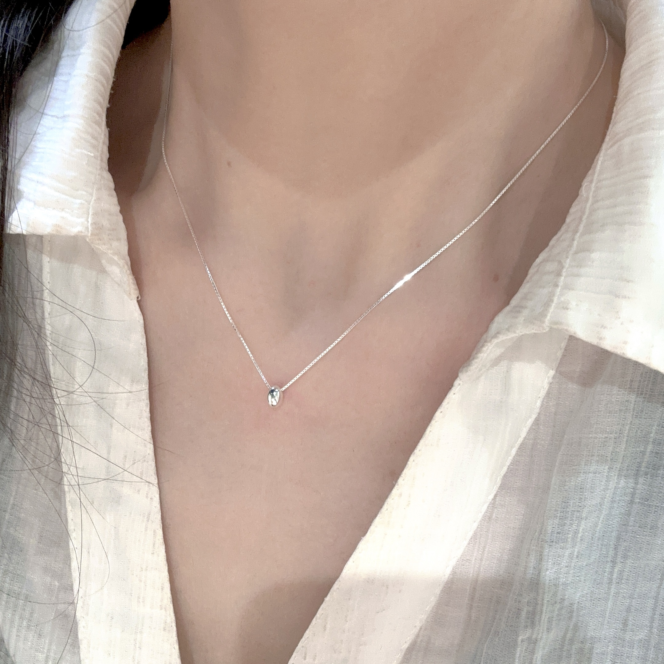 坠链均925银 十里间直【小银豆】简约通勤银豆豆S925银项链