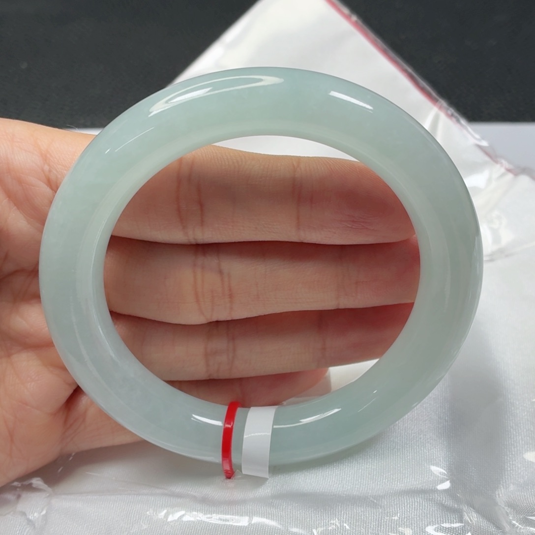 翡翠手镯未镶嵌冰川蓝胖圆008