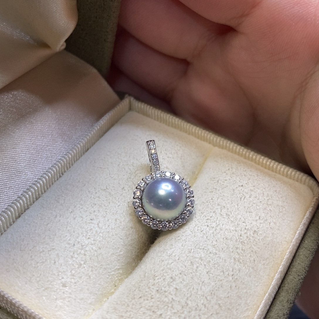 海水珍珠吊坠(不含链)银S925镶嵌微瑕