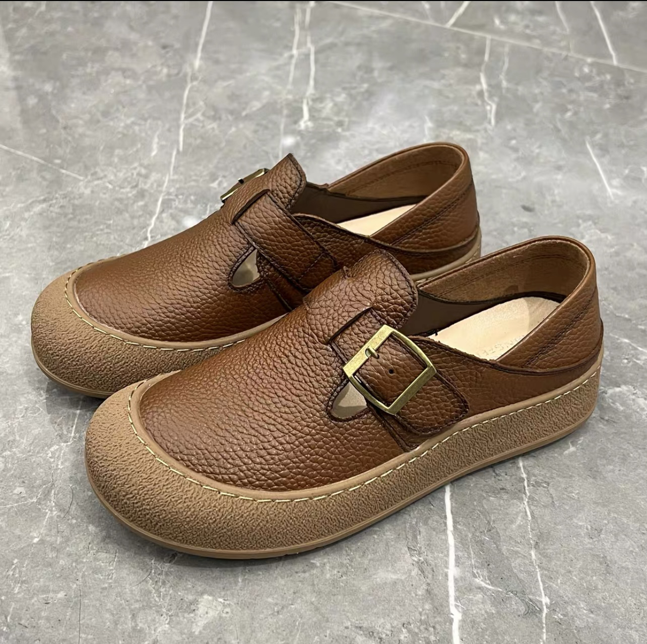 新款上市：头层纳帕小牛皮：软底软面：牛筋大底