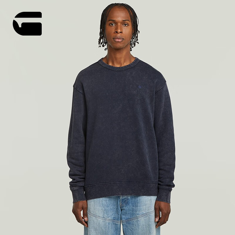 G-STAR RAW25年秋季新款圆领套头卫衣宽松水洗男士出街个性百搭上