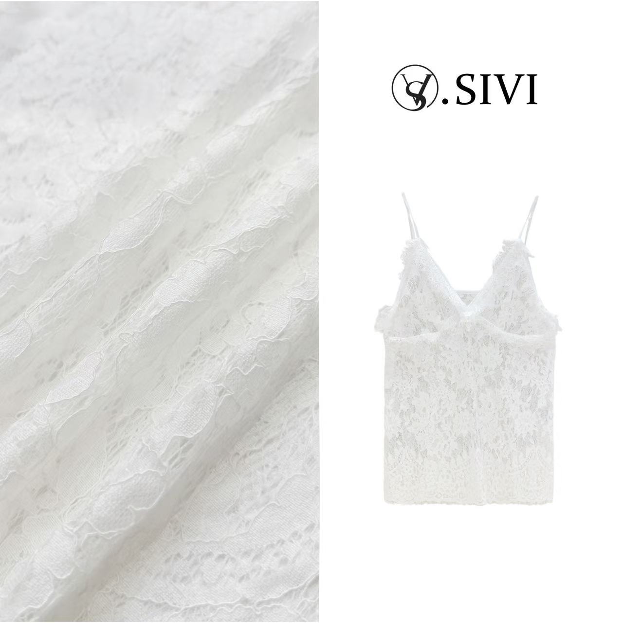 熙薇【百搭背心】春季新款时尚休闲舒适百搭显瘦打底蕾丝背心H1164