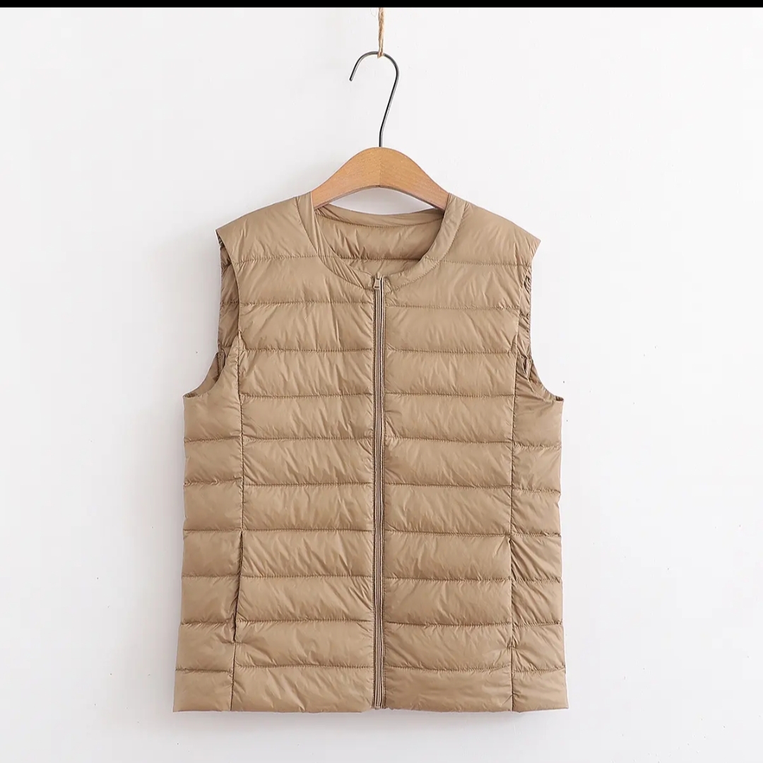 新款百搭圆领拉链轻薄马甲