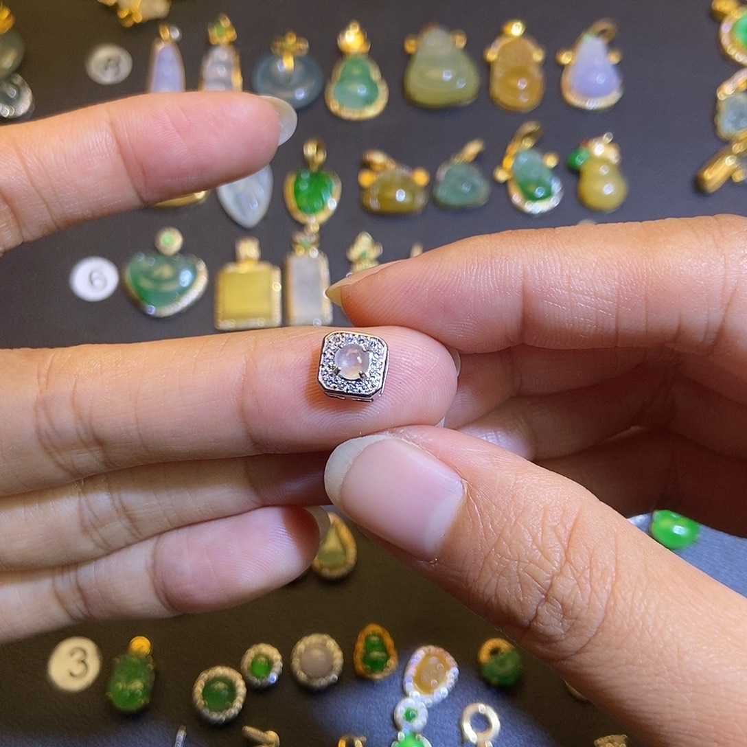 翡翠银S925镶嵌吊坠(不含链)