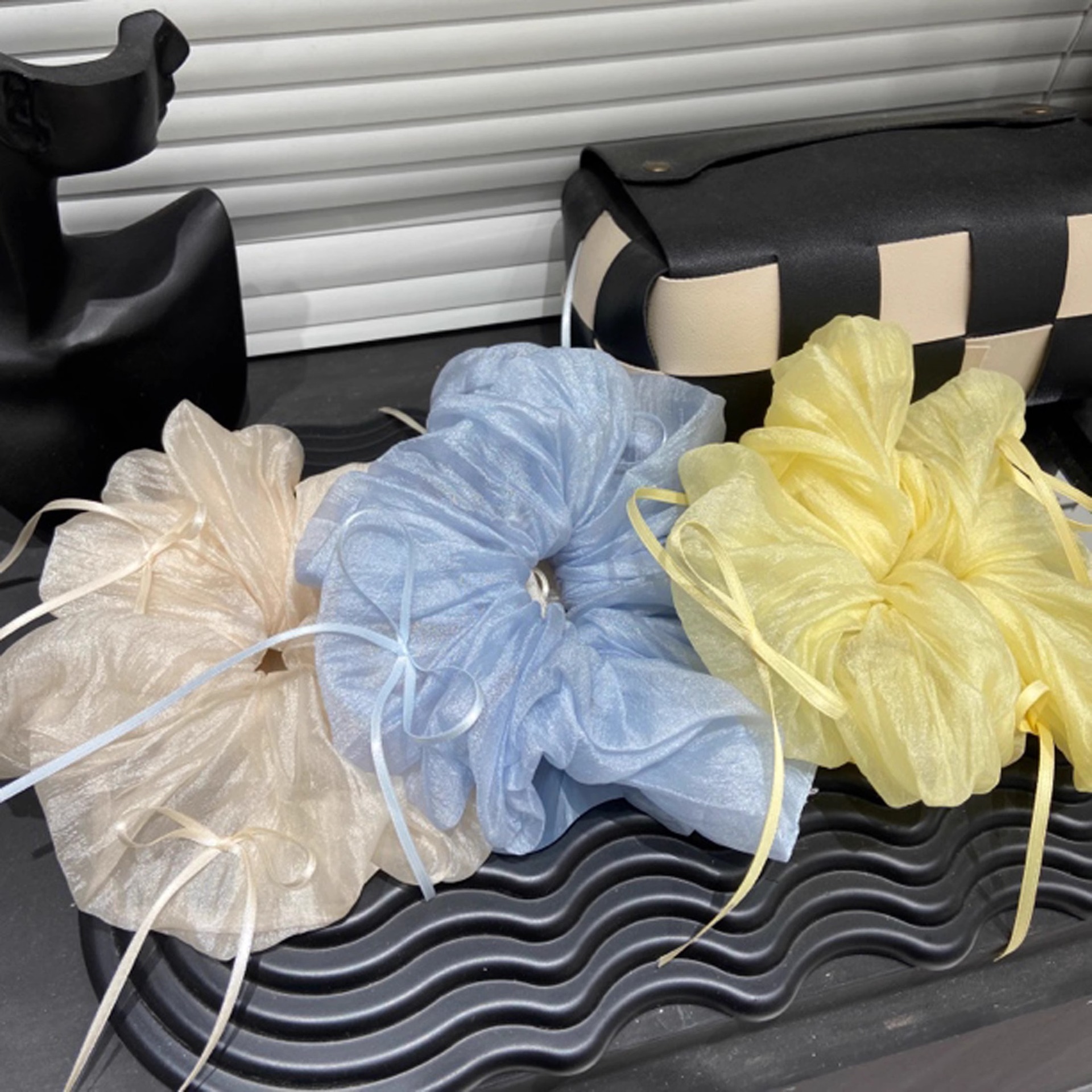 53芭蕾风丝带蝴蝶结大肠发圈丸子头马尾发绳扎头发2025头绳女