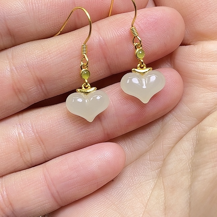 杜***若和田玉银S925镶嵌耳饰