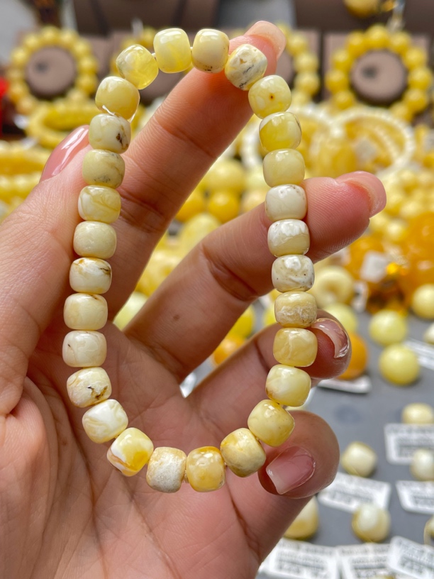 天然原矿琥珀蜜蜡奥利奥手串尺寸7+mm 