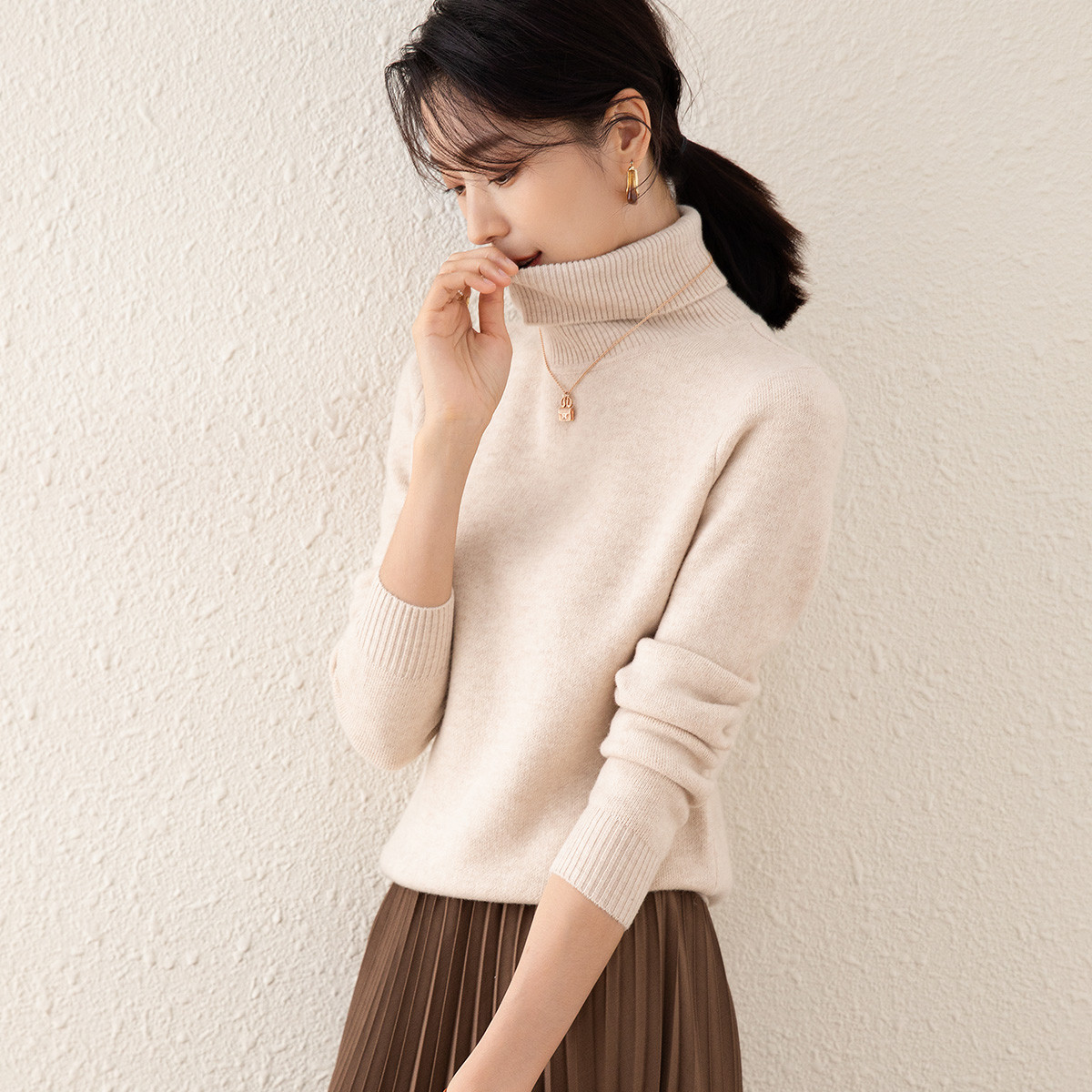 兔皇【加厚纯羊毛】秋冬新款打底衫百搭女套衫濮院羊毛衫TW124911