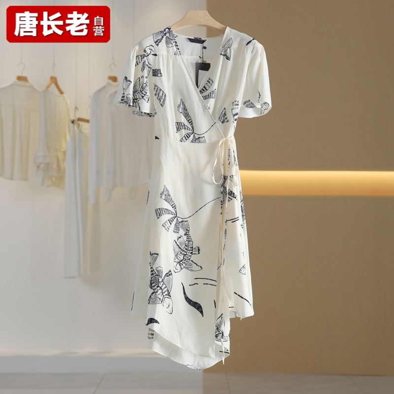【半价q仓-唐长老自营】20868女装长裙夏季复古收腰优雅连衣裙