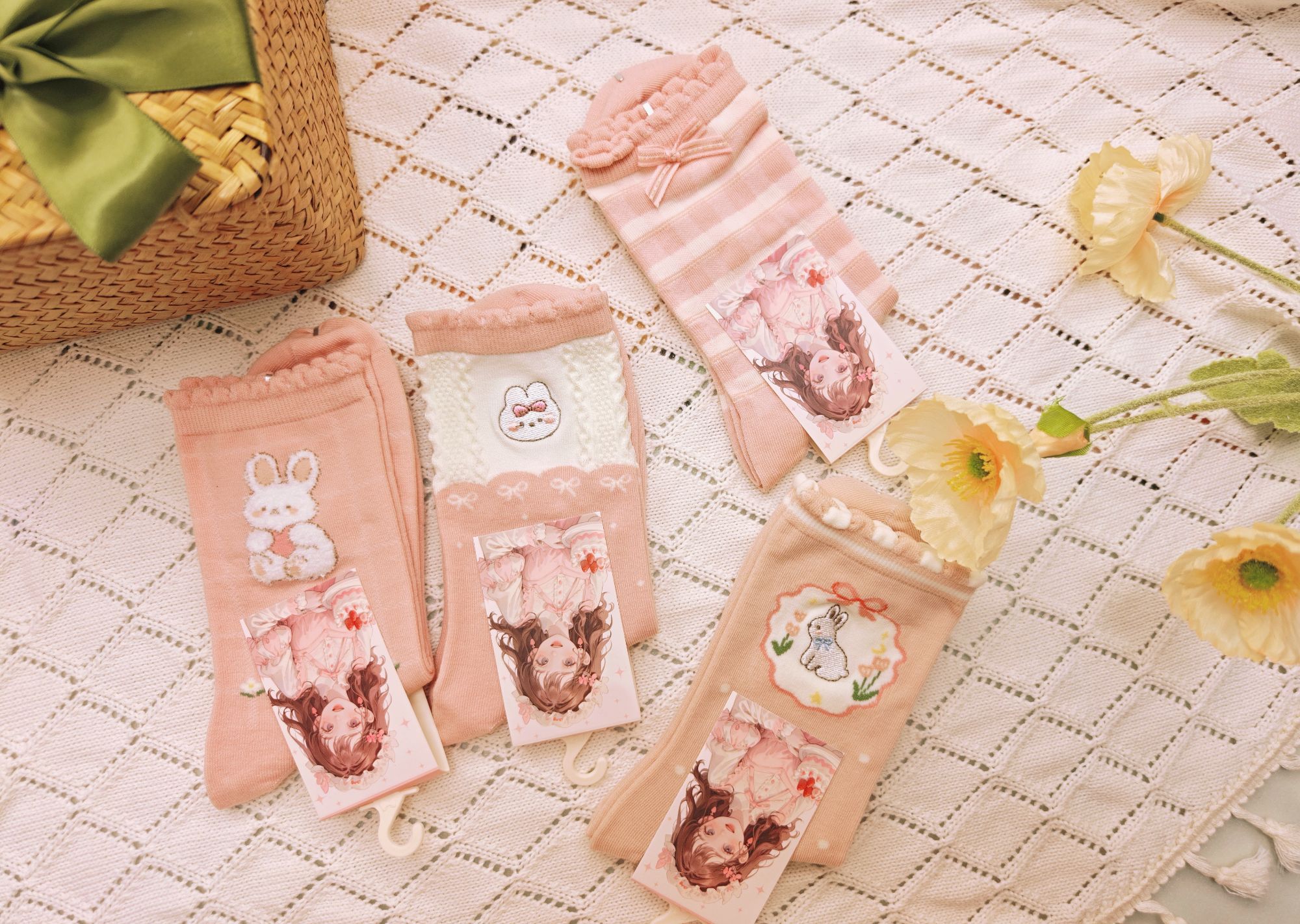 对对碰【高品质 韩系日系森系可爱袜子】新款简约百搭舒适卡通纯棉