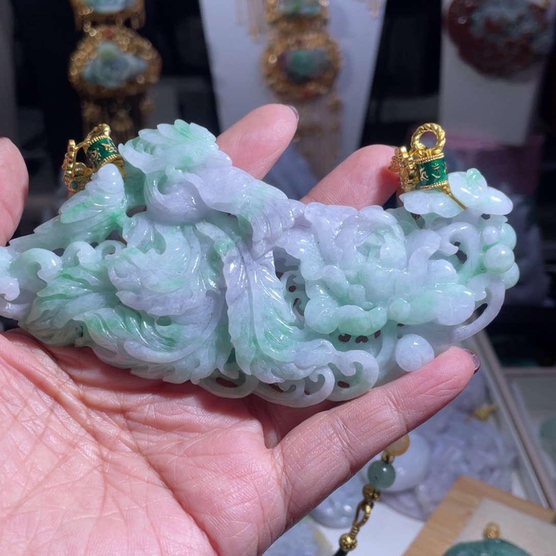 翡翠颈饰未镶嵌妍*妈翡翠春彩大凤凰