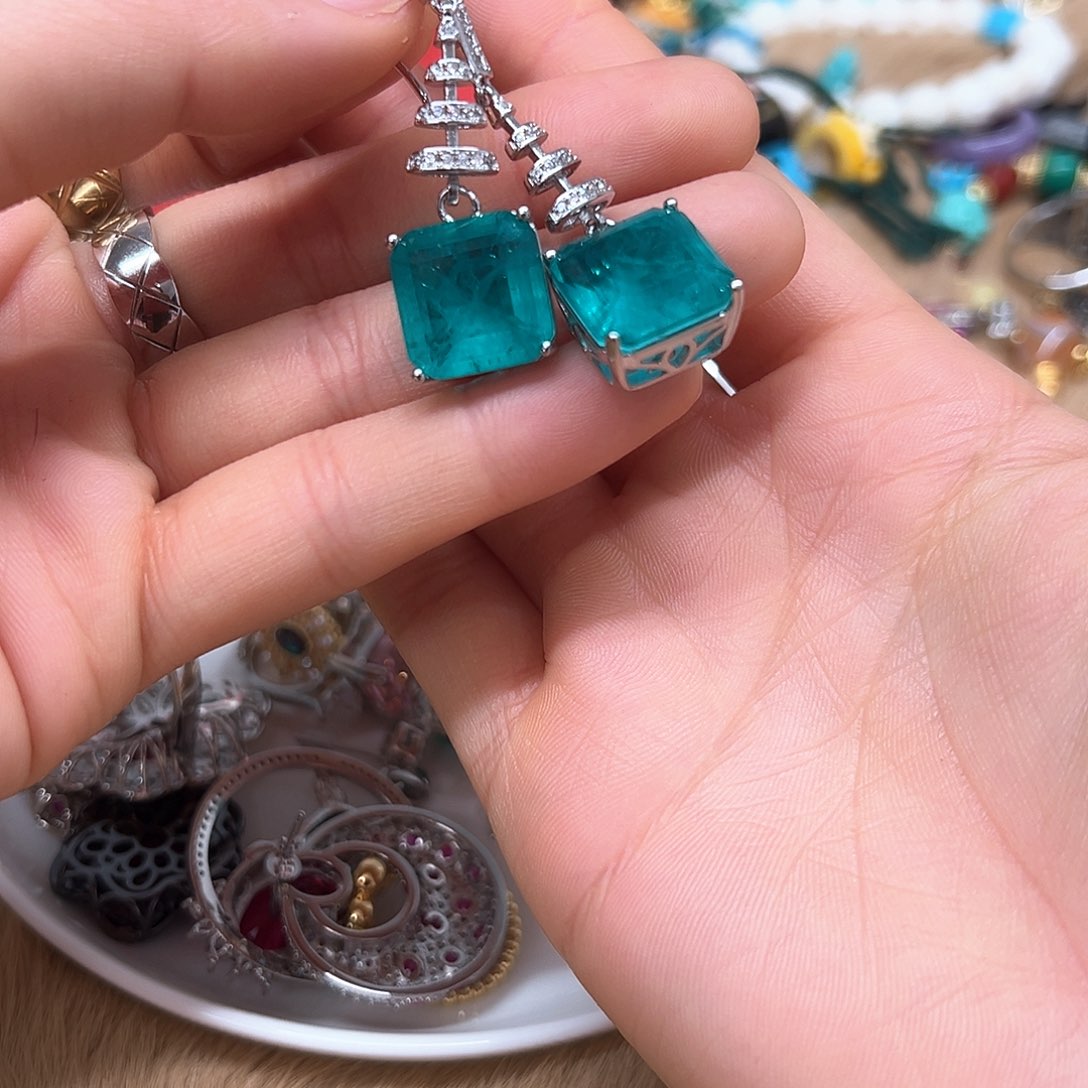 绿水晶手链银S925镶嵌