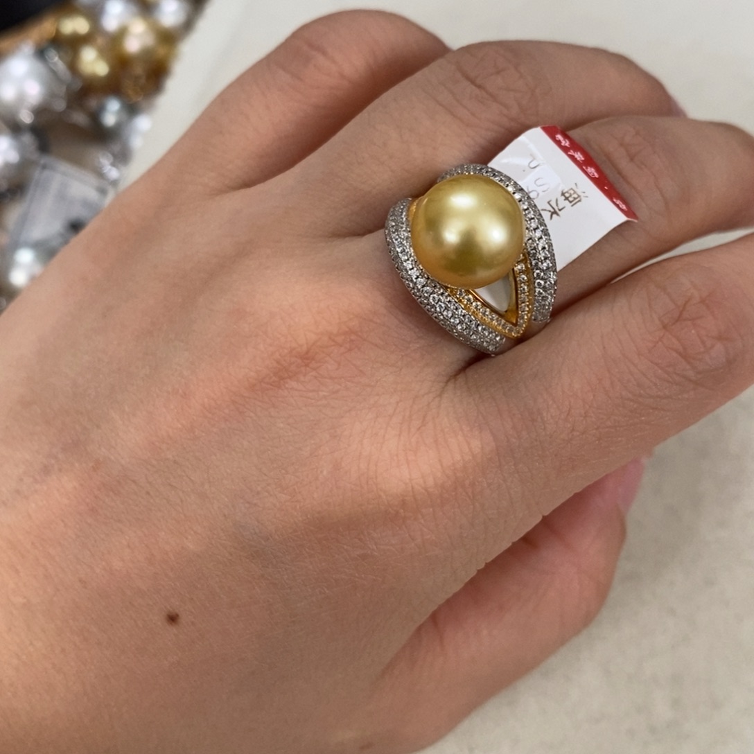 戒圈银S925镶嵌海水珍珠