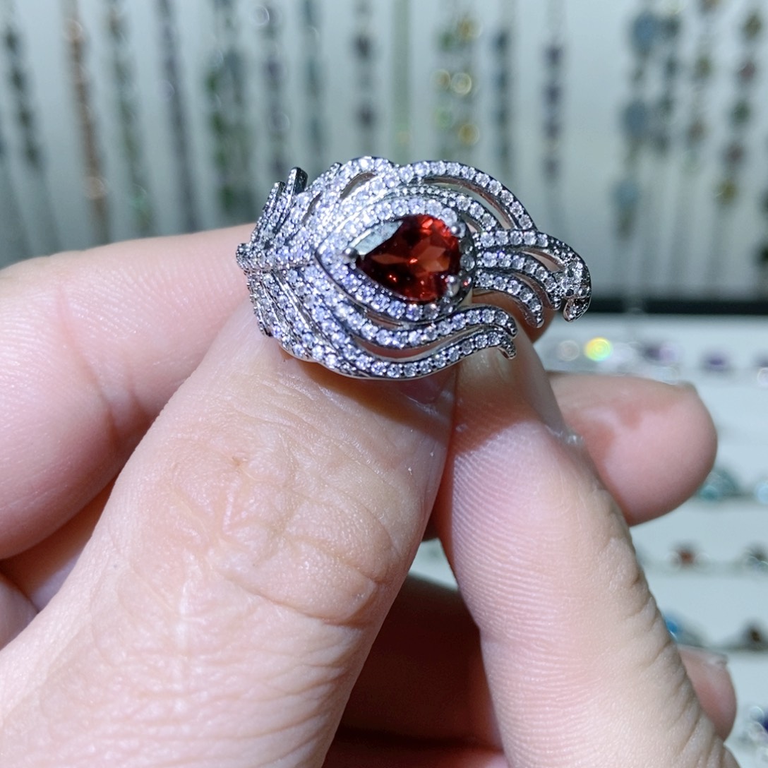 绿水晶戒指银S925镶嵌