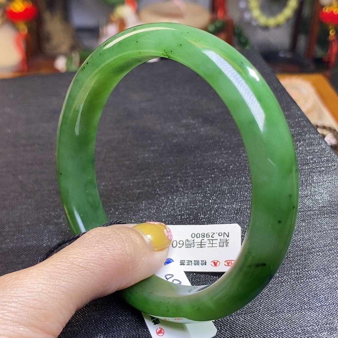 和田玉碧玉福利清货手镯60.7圈口未镶嵌