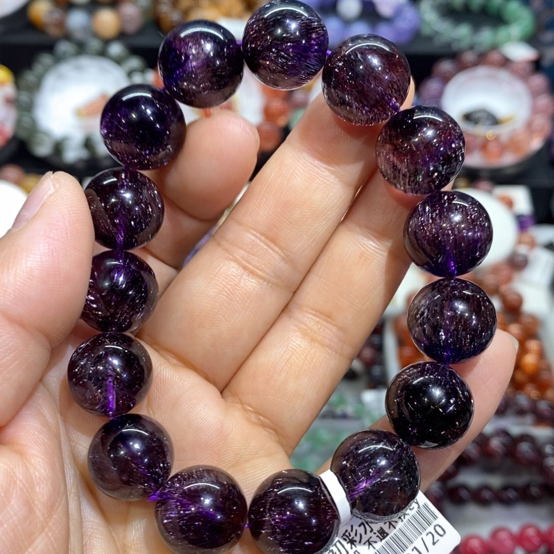 水晶手串未镶嵌硬发紫超七