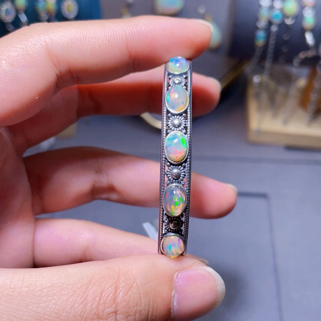 欧泊手镯）银S925镶嵌