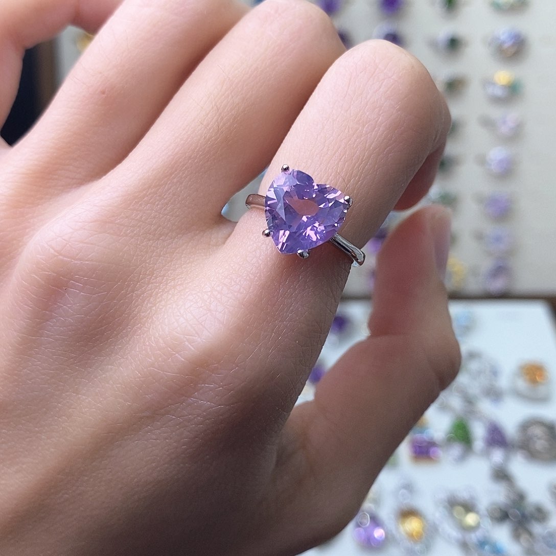 水晶戒指银S925镶嵌紫玉晶（一物一证）
