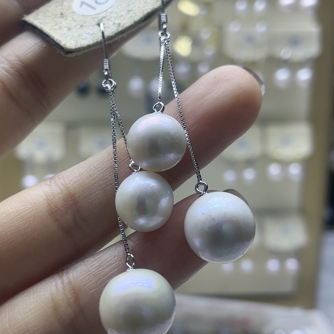 淡水珍珠耳饰银S925镶嵌