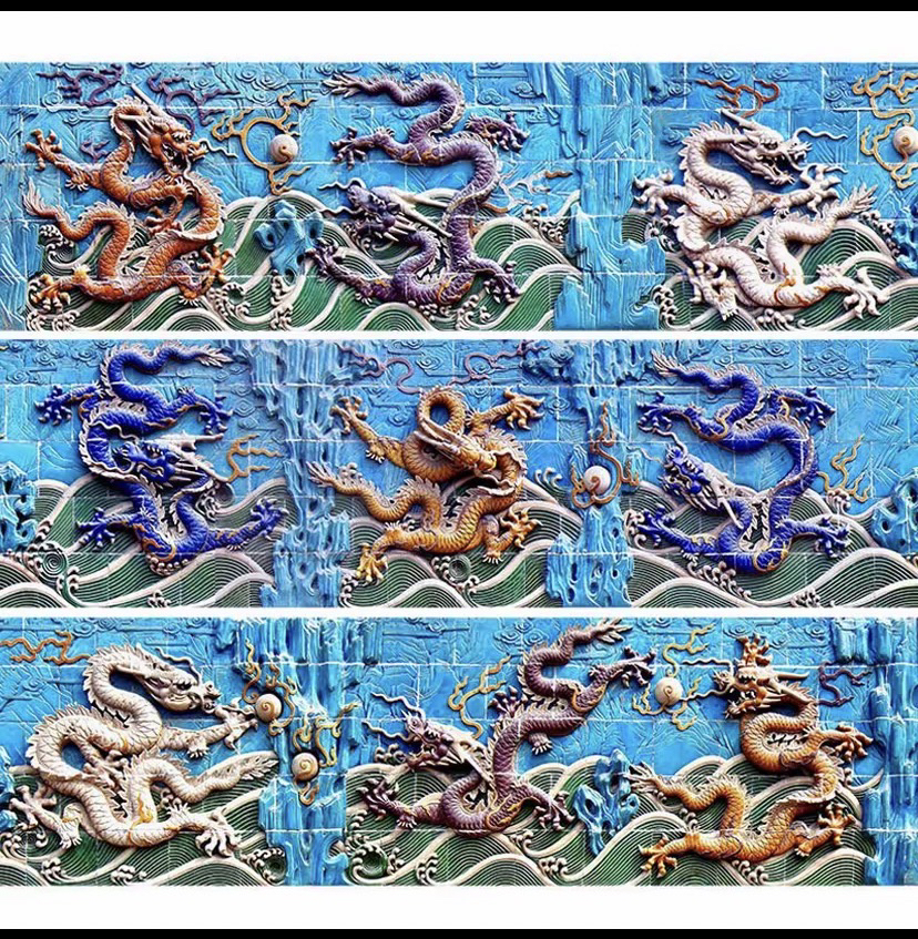 新款九龙壁十字绣高端大气古典风水客厅装饰手工大幅满绣自己绣