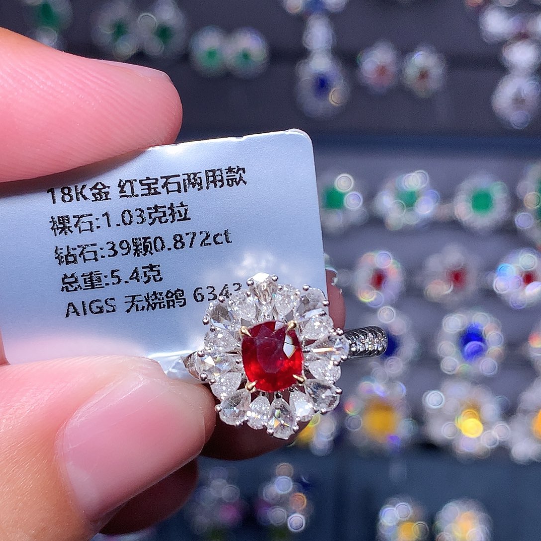 戒指红宝石18K金镶嵌