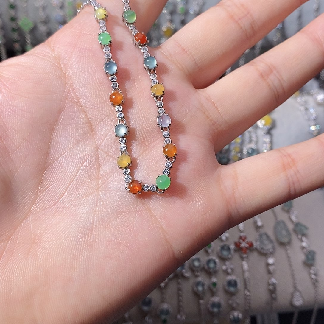 翡翠银S925镶嵌手链