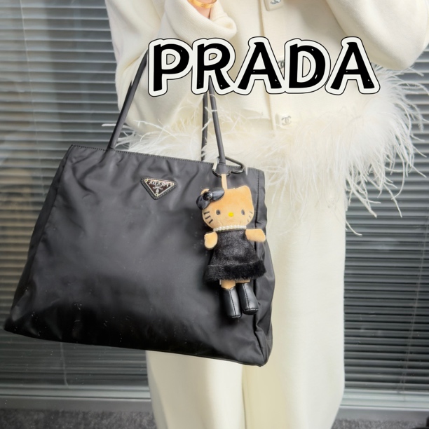 95新 Prada/普拉达 TH791Prada tote 中古 黑色 尼龙 30 手提包