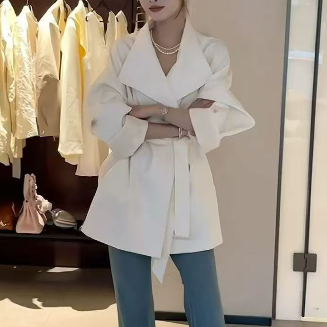 翻领气质常规女网红厚款休闲休闲风秋季上衣系带
