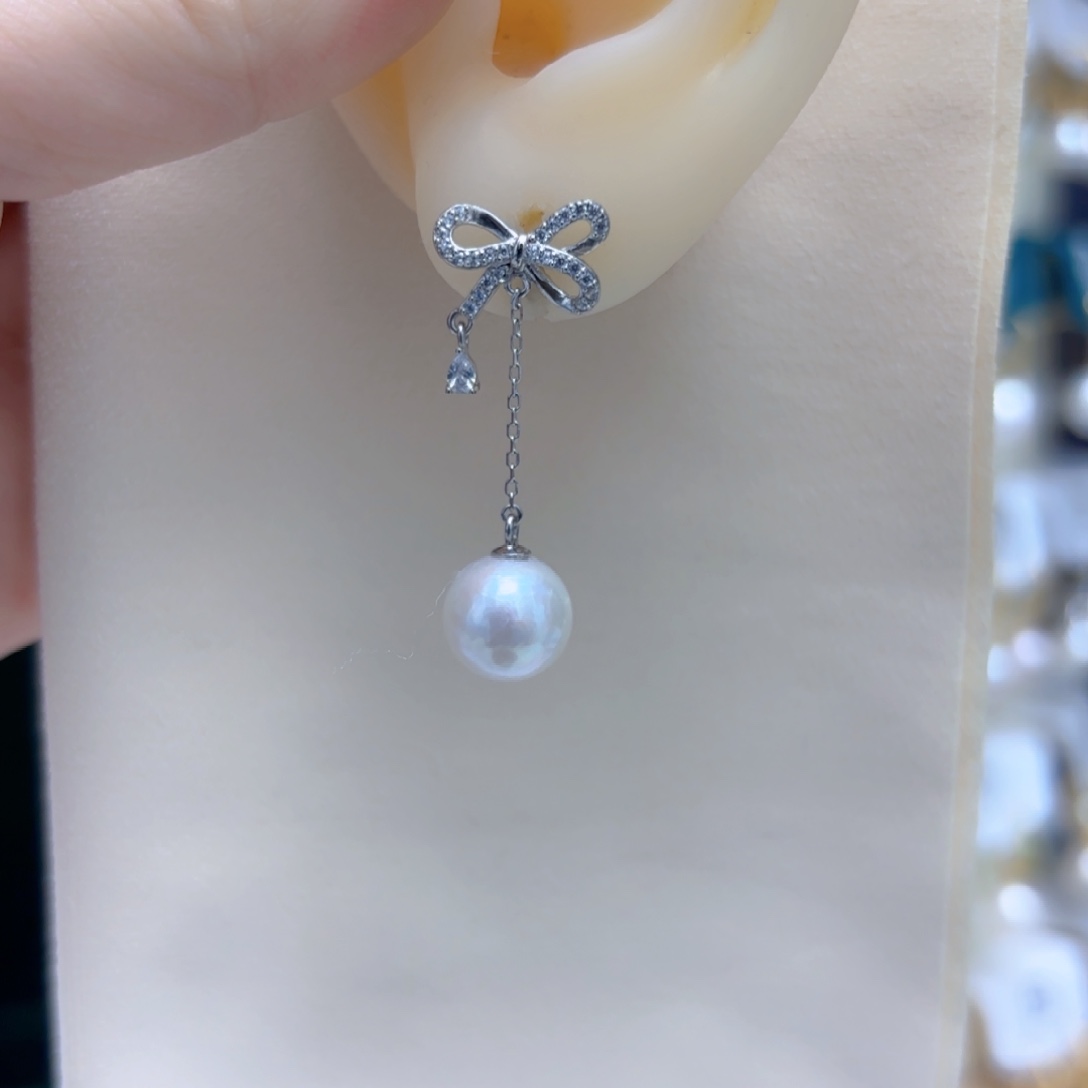 淡水珍珠耳饰银S925镶嵌