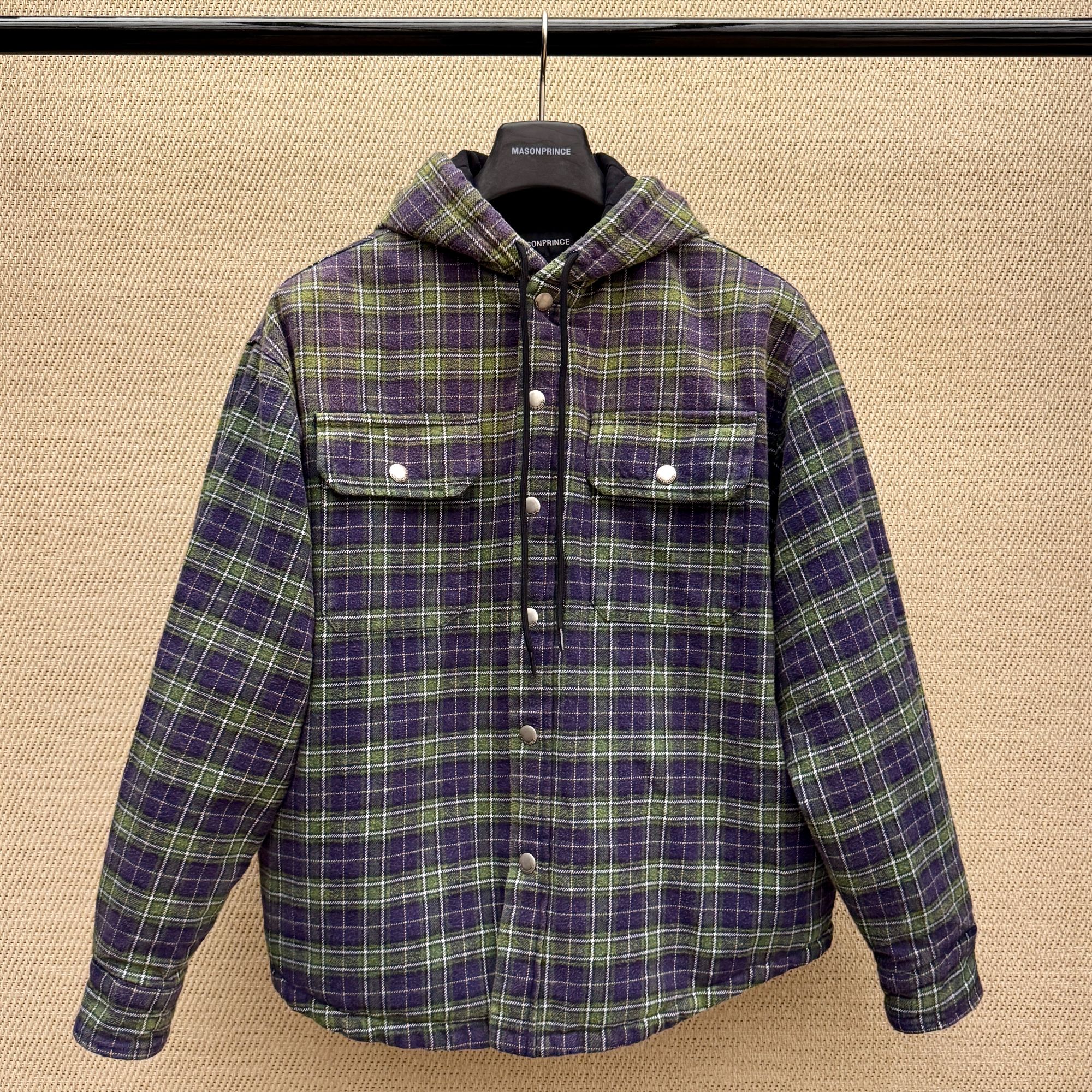 【广州】MASONPRINCE*怀旧感马骝格纹连帽棉服外套