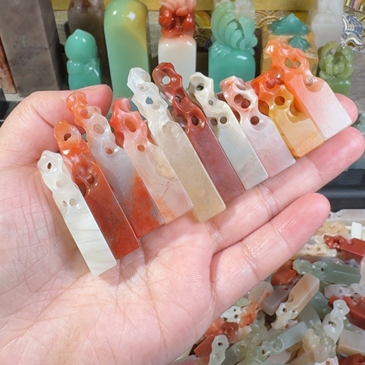 虎***写老挝石老挝石山子印章10个