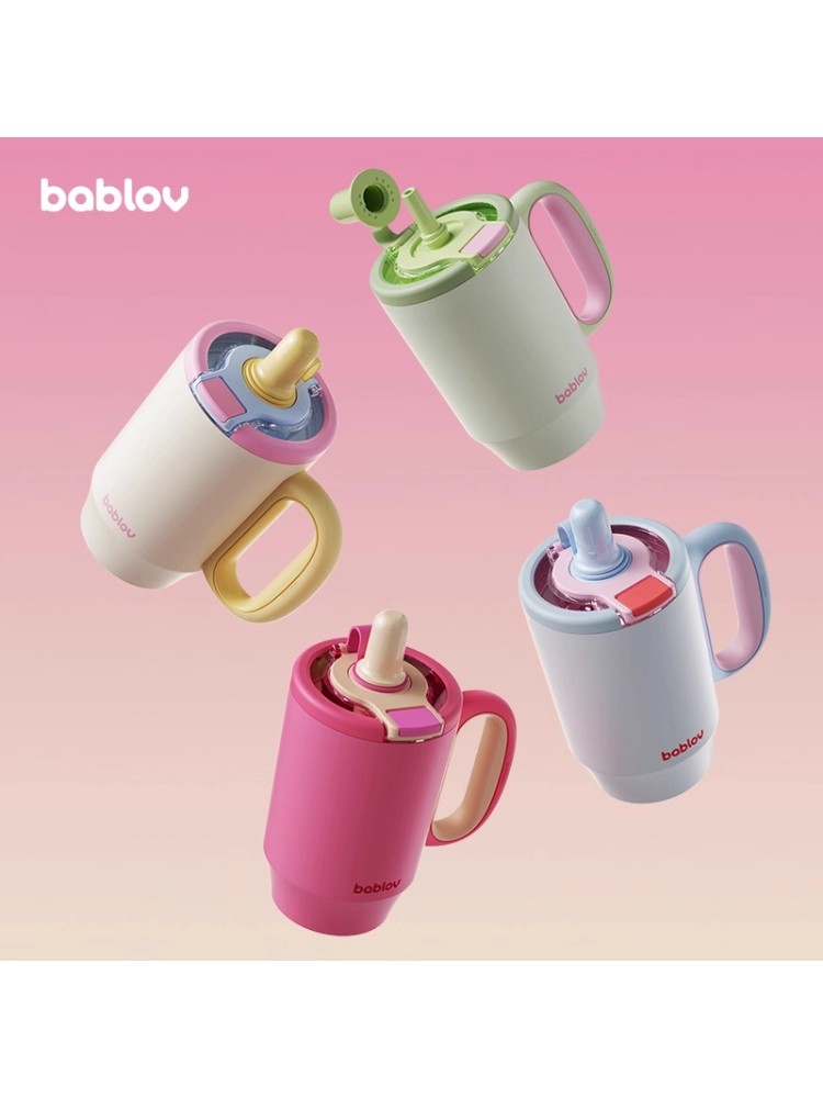 花伴森bablov小幸运双饮316不锈钢把手杯-吸管保温杯女生颜值大容