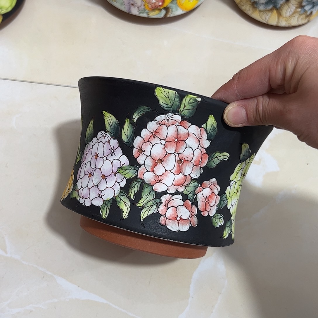 戦***️景德镇炫彩手绘陶瓷花盆