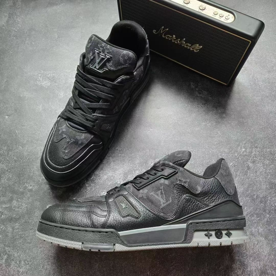 99新 LouisVuitton/路易威登 43.5码 TRAINER NIGO 黑灰拼接 鞋