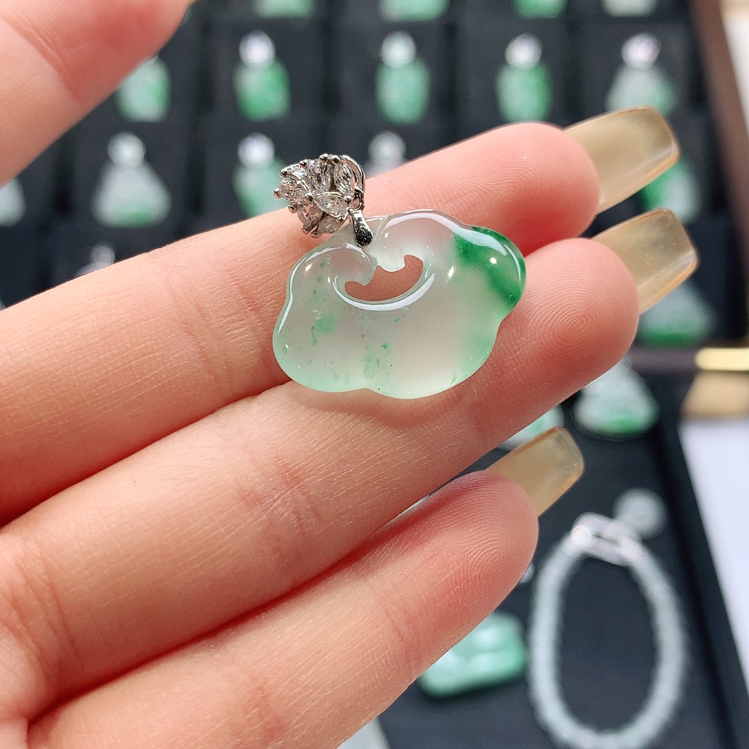 石英质玉银S925镶嵌颈饰