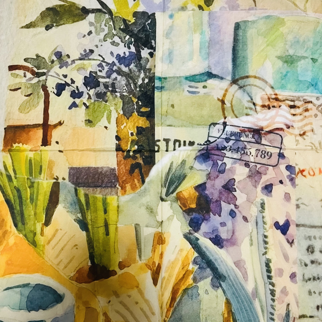 原创美院风复古桑蚕丝棉方巾系脖护颈领巾真丝丝巾轻奢节日礼物