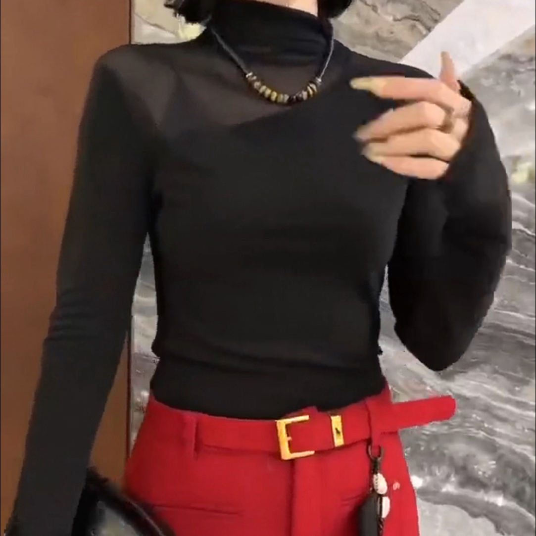 衣凡9960法式半高领秋季长袖显瘦T恤洋气