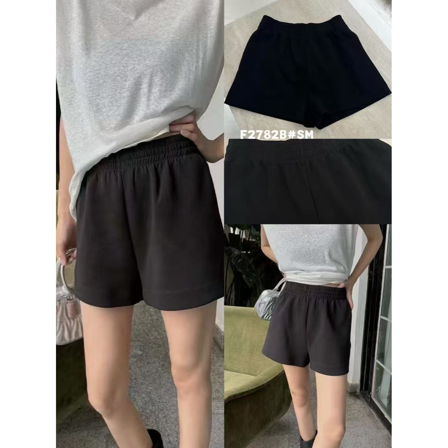 摩登 福（1mdf2728b#）全松紧的腰头- 百搭阔腿短裤12-25
