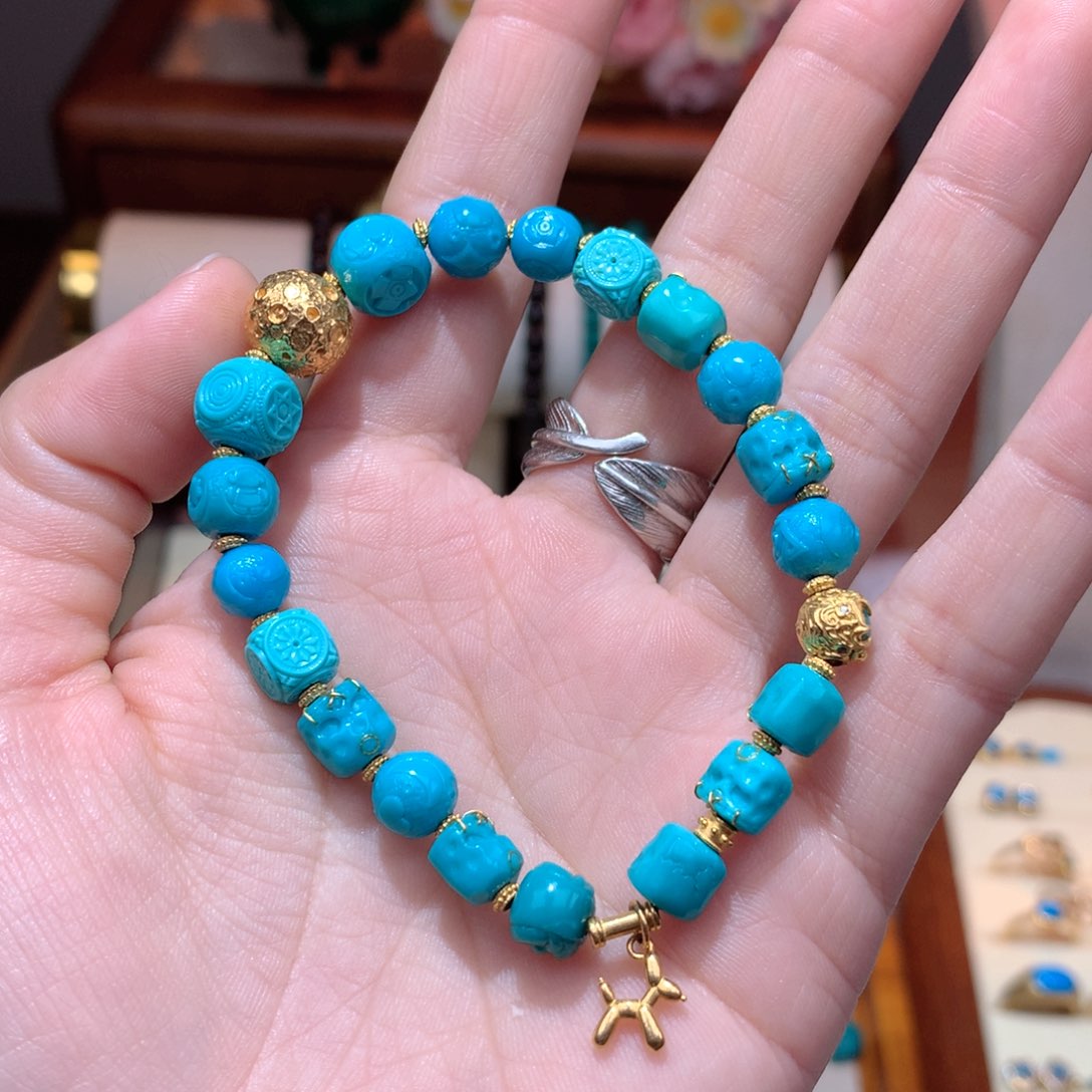 绿松石珠宝奇石18K金镶嵌