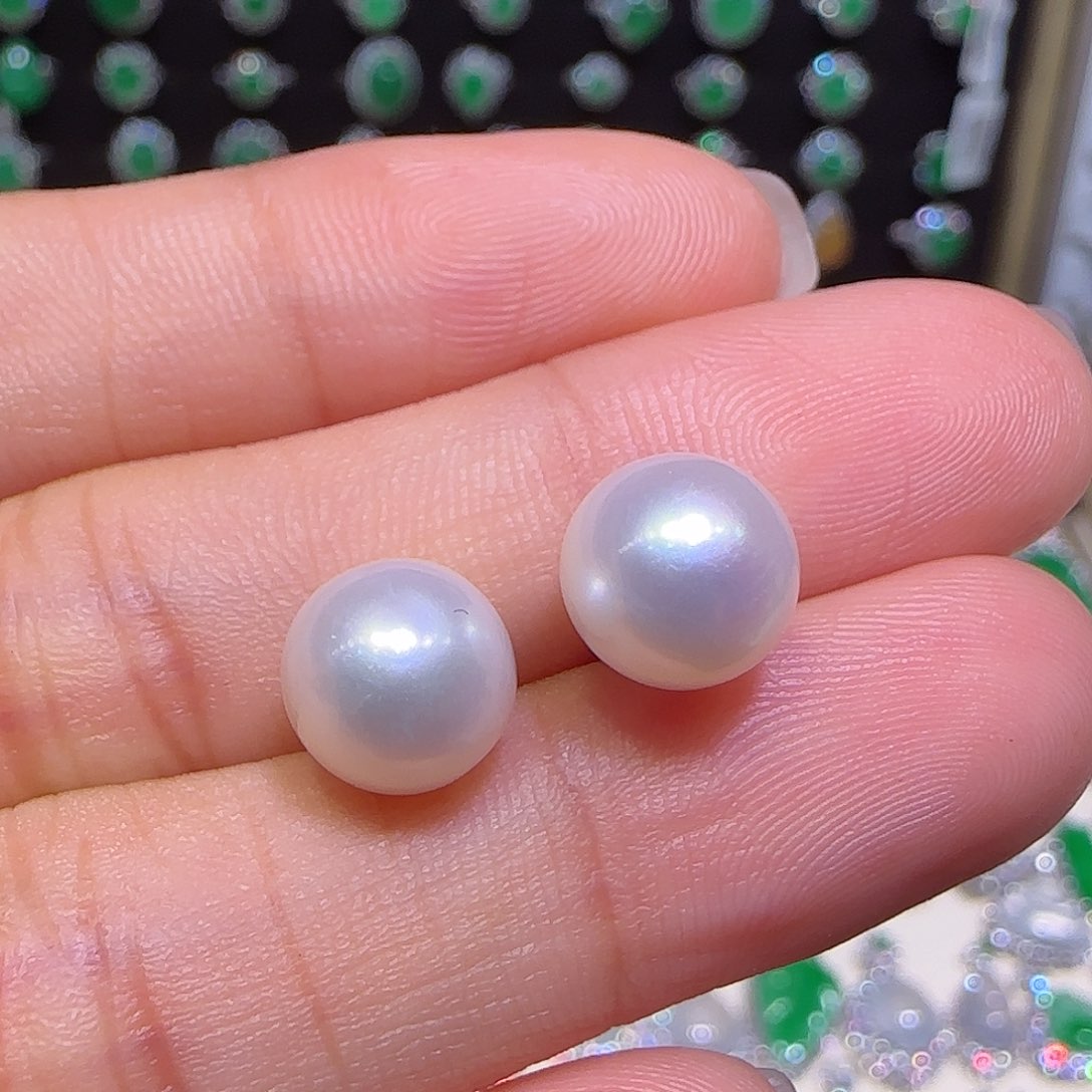 淡水珍珠耳钉银S925镶嵌