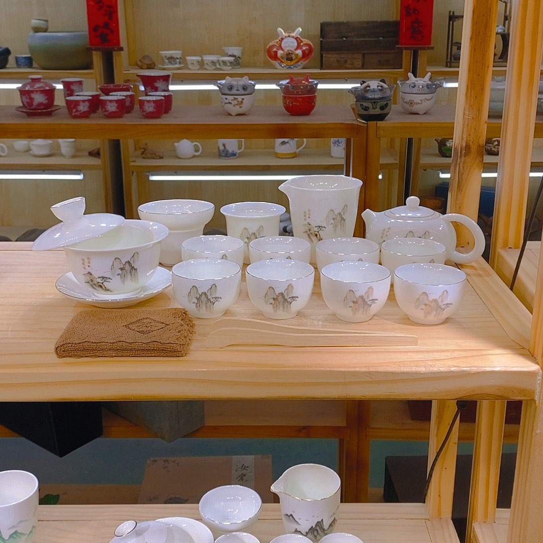 【不止】羊脂玉瓷茶具套装