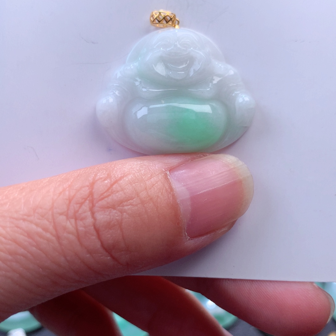 翡翠吊坠(不含链)18K金镶嵌